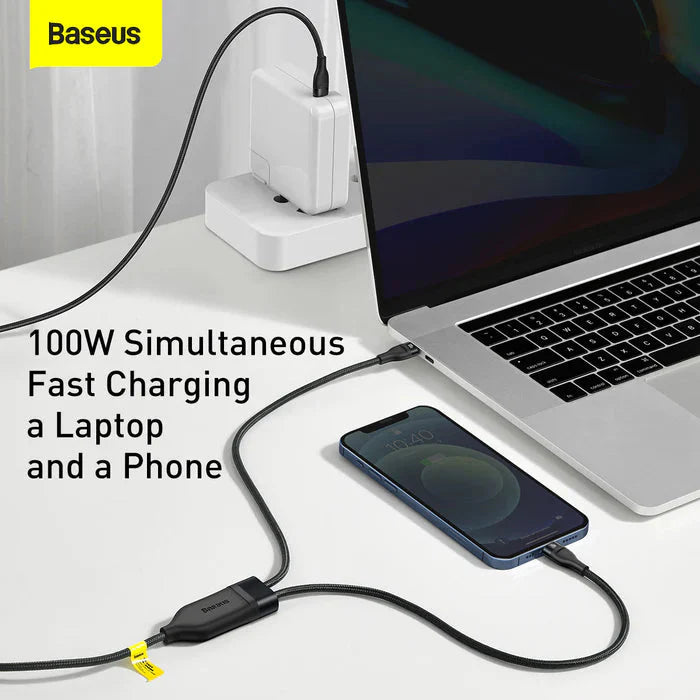 Baseus 100W Fast Charging 2 IN 1 Type C to Lightning + Type C