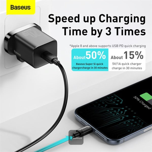 Baseus 20W Super Si Quick Charger 1C UK Black