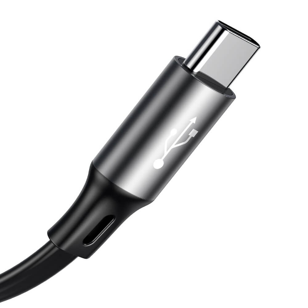 Baseus 3-In-1 USB Charging Cable, 3.5A, 1.2 Meter, Dark Grey - CAMLT-BYG1