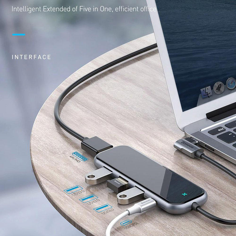 Baseus 5-in-1 Type-C HUB Multifunctional Docking Station CAHUB-BZ0G