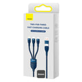 Baseus CASS03103 Flash Series II 100W Fast Charging Multi Cable 3 in 2 Cable 1.2M Blue