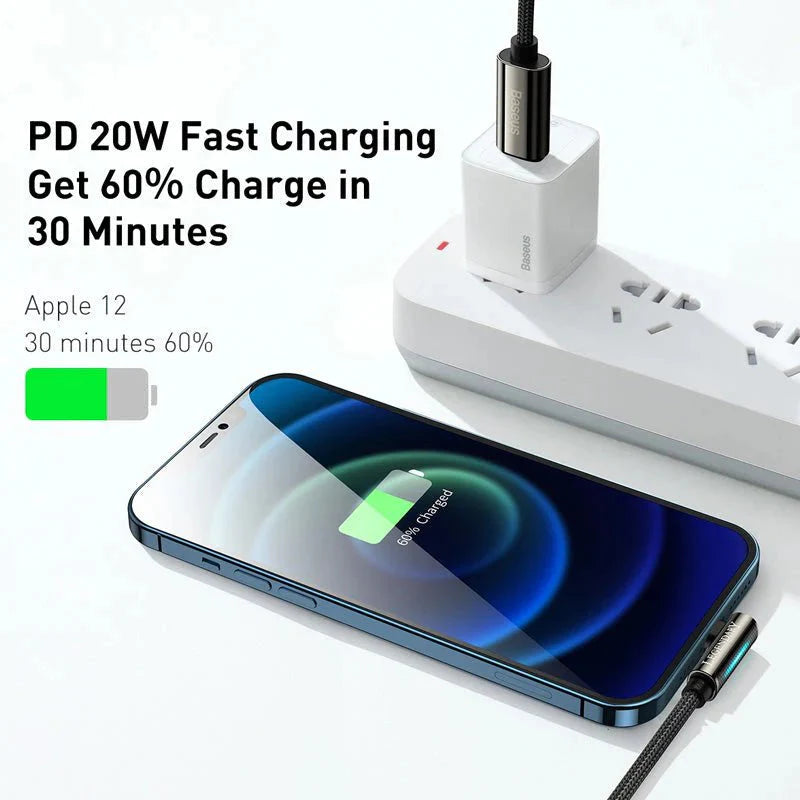 Baseus CATLCS-A01 Legend Series Elbow Fast Charging Data Cable Type-C to Lightning For iPhone PD 20W 2m Black
