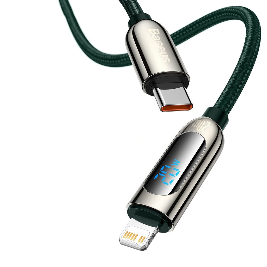 Baseus CATLSK-06 20W USB-C / Type-C to 8 Pin Display Fast Charging Data Cable, Cable Length: 1m(Dark Green)