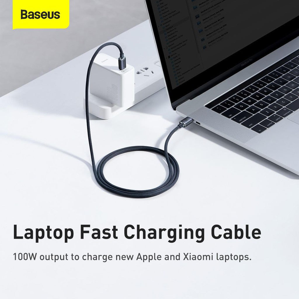 Baseus Crystal Shine Series Fast Charging Cable 1.2m Nylon Cable Black Type-C to Type-C 100W
