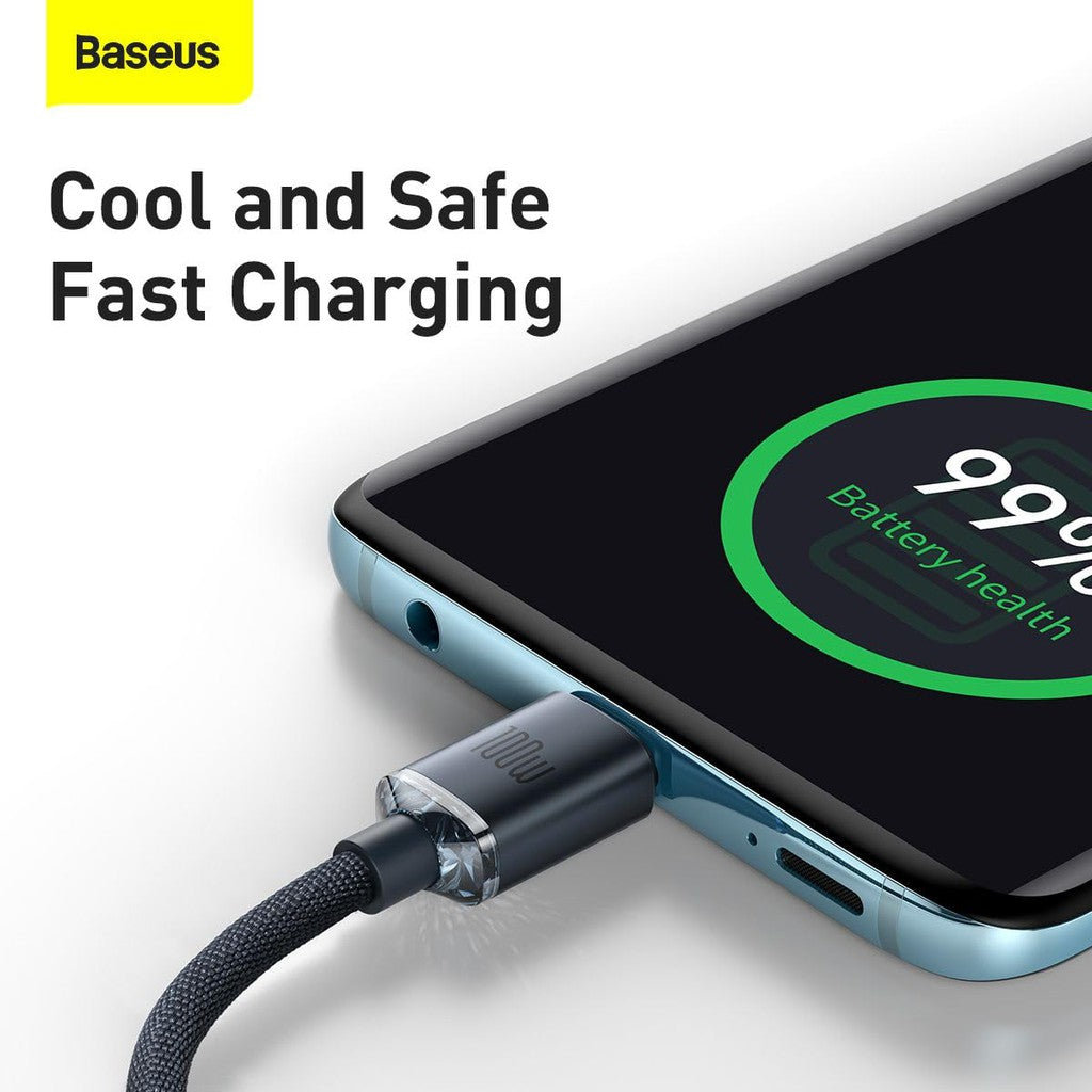 Baseus Crystal Shine Series Fast Charging Cable 1.2m Nylon Cable Black Type-C to Type-C 100W