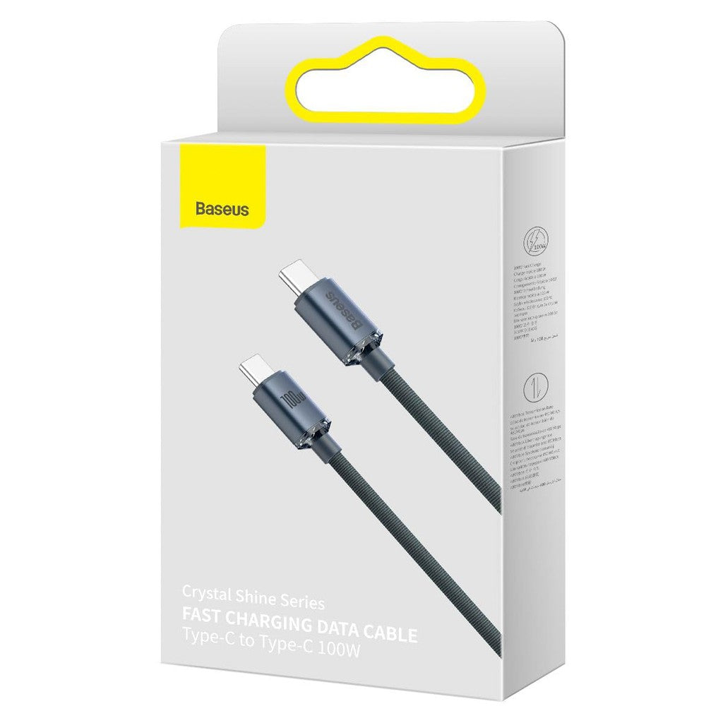 Baseus Crystal Shine Series Fast Charging Cable 1.2m Nylon Cable Black Type-C to Type-C 100W