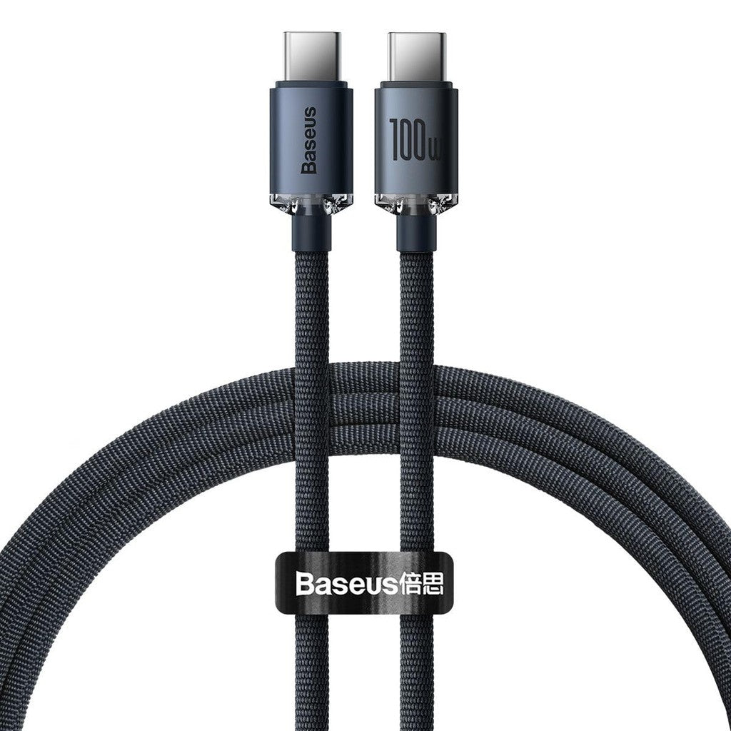 Baseus Crystal Shine Series Fast Charging Cable 1.2m Nylon Cable Black Type-C to Type-C 100W