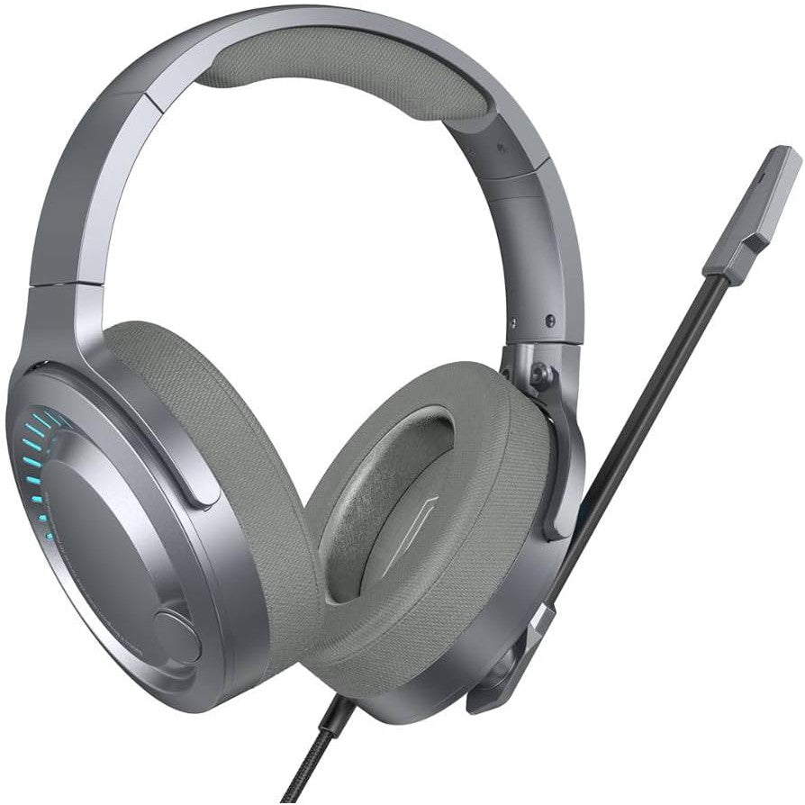 Baseus D05 3D Stereo Gaming Headphones with HD Microphone, Colorful LED Light and Type-C Connector - Grey