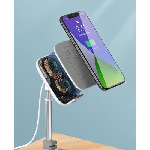 Baseus Desktop Wireless Charger Holder/Stand for Smartphone/Tablet (Youth Holder, Silver)