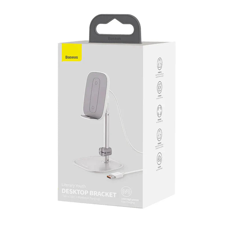 Baseus Desktop Wireless Charger Holder/Stand for Smartphone/Tablet (Youth Holder, Silver)