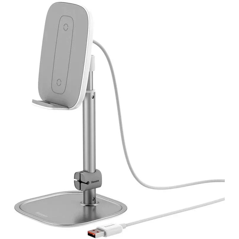 Baseus Desktop Wireless Charger Holder/Stand for Smartphone/Tablet (Youth Holder, Silver)