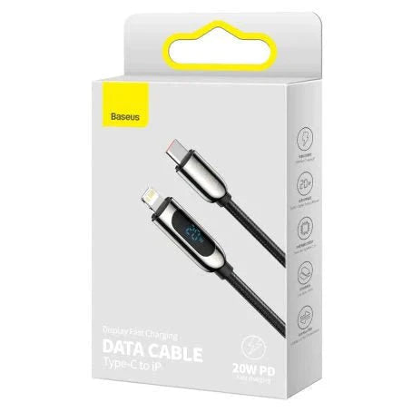 Baseus Display Fast Charging Data Cable Type-C to IP - 20W / 1m / Black