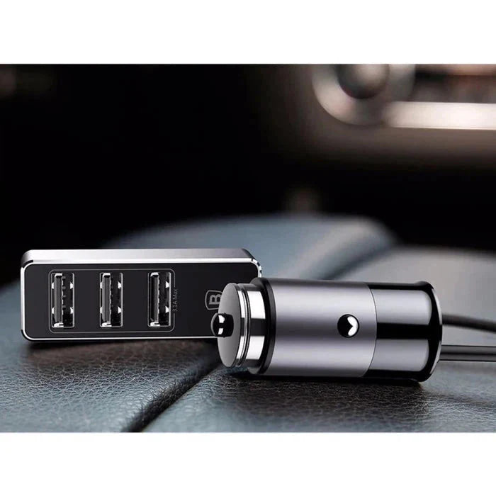 Baseus Enjoy Together With 1.5M Extension Cable 4X USB 5.5A Output Car Mobile Phone Charger Dark Gray CCTON-0G