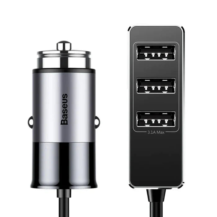 Baseus Enjoy Together With 1.5M Extension Cable 4X USB 5.5A Output Car Mobile Phone Charger Dark Gray CCTON-0G