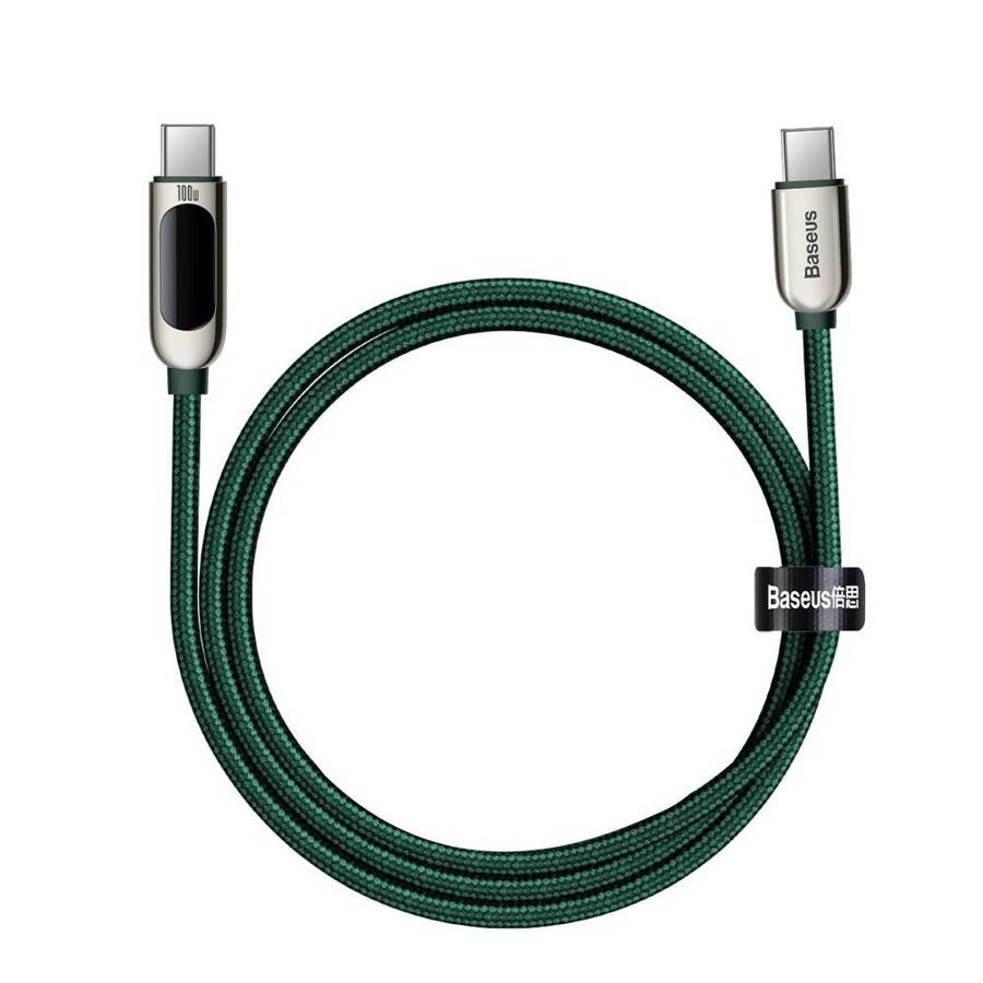 Baseus LED Display Fast Charging Data Cable Type-C to Type-C 100W 5A 1M - Green