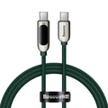 Baseus LED Display Fast Charging Data Cable Type-C to Type-C 100W 5A 1M - Green