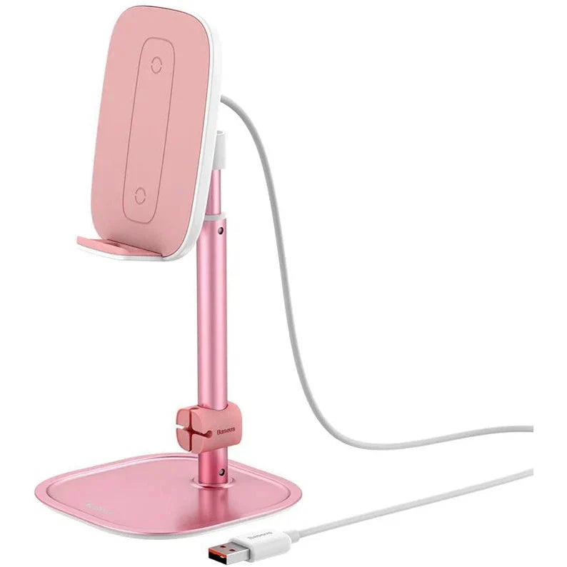 Baseus Literary Youth Desktop Bracket (Telescopic+Wireless Charging)-Rose Gold