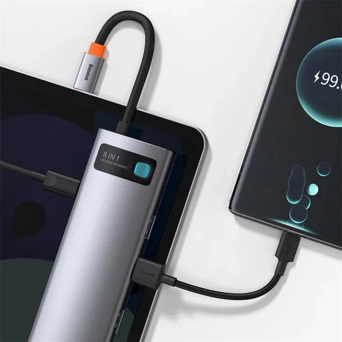 Baseus Metal Gleam 8-IN-1 Multifunctional USB Type-C Hub Grey