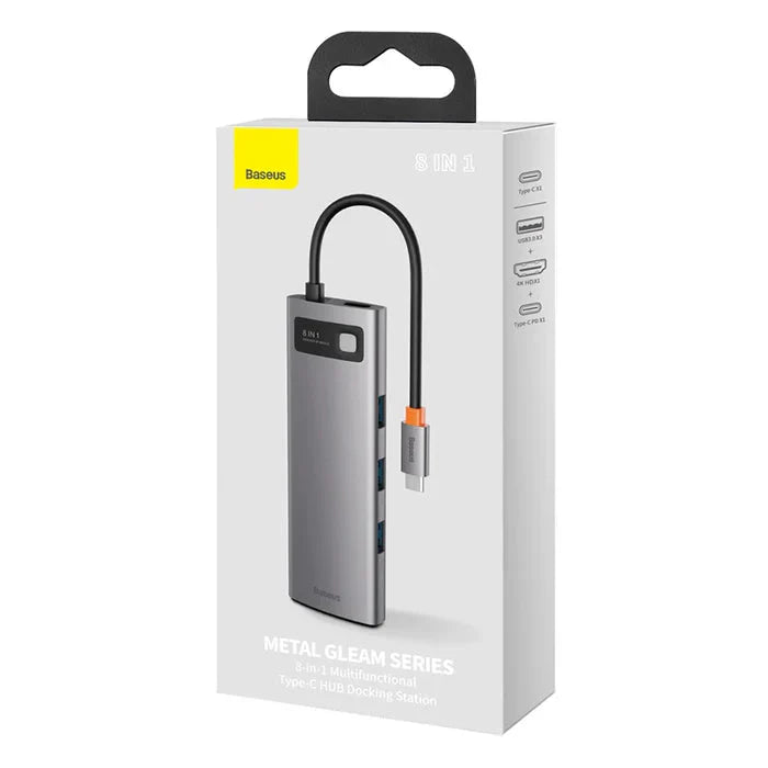 Baseus Metal Gleam 8-IN-1 Multifunctional USB Type-C Hub Grey