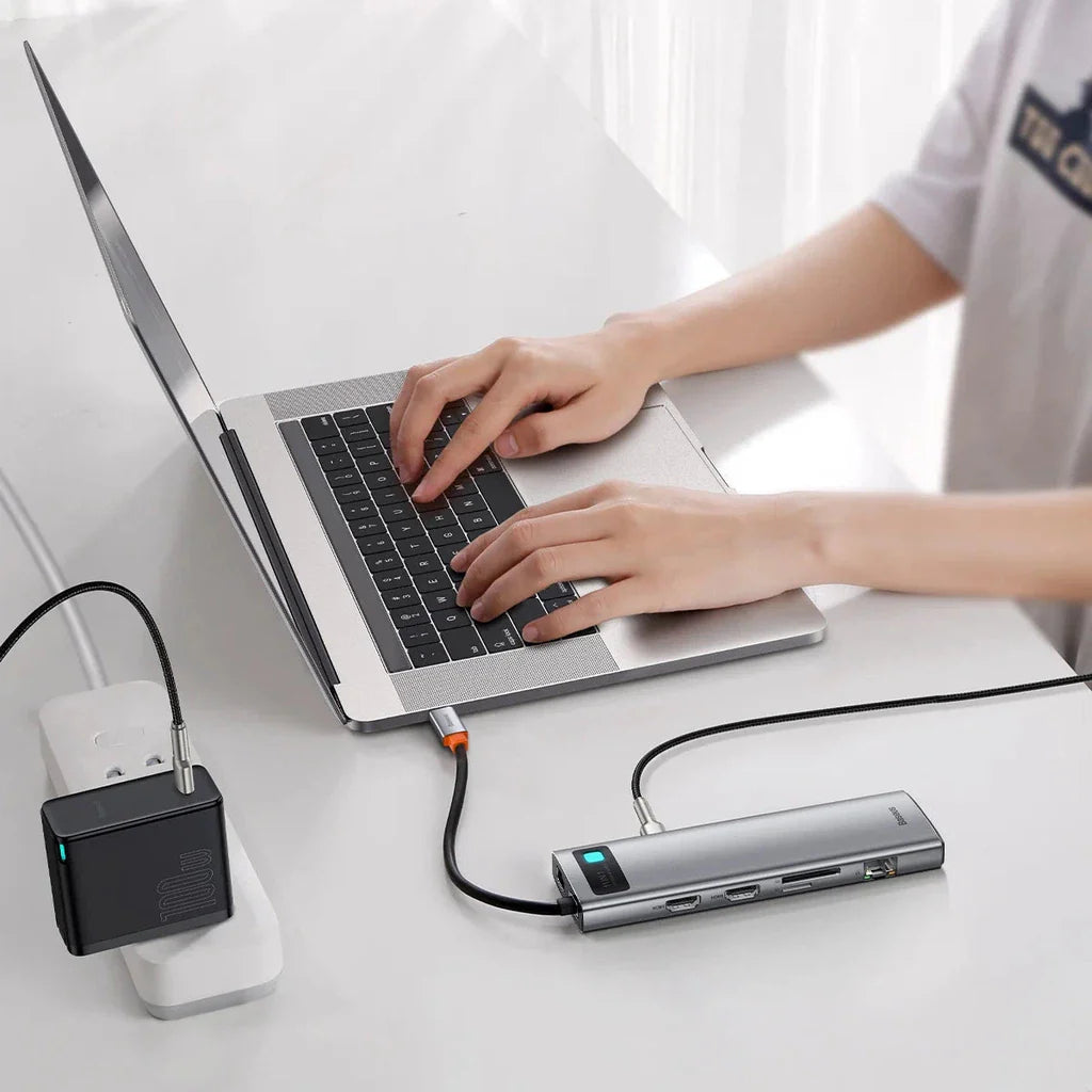 Baseus Metal Gleam Series 11-IN-1 Multifunctional Type-C Hub Docking Station Space Gray
