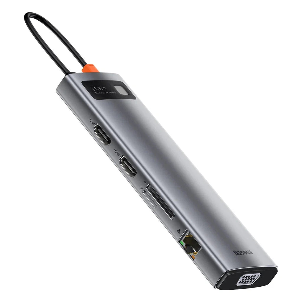 Baseus Metal Gleam Series 11-IN-1 Multifunctional Type-C Hub Docking Station Space Gray