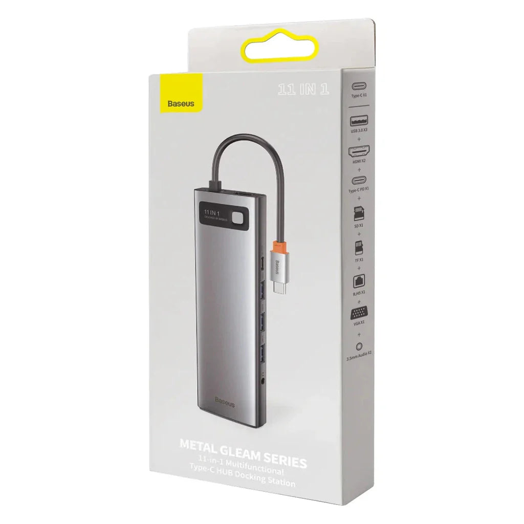 Baseus Metal Gleam Series 11-IN-1 Multifunctional Type-C Hub Docking Station Space Gray