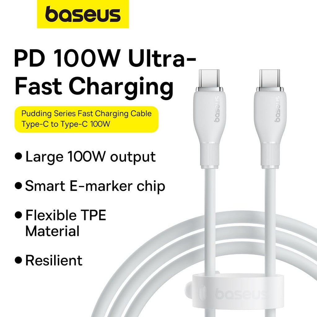 Baseus Pudding Series Fast Charging Cable - 1.2M / USB-C / 100W / Stellar White