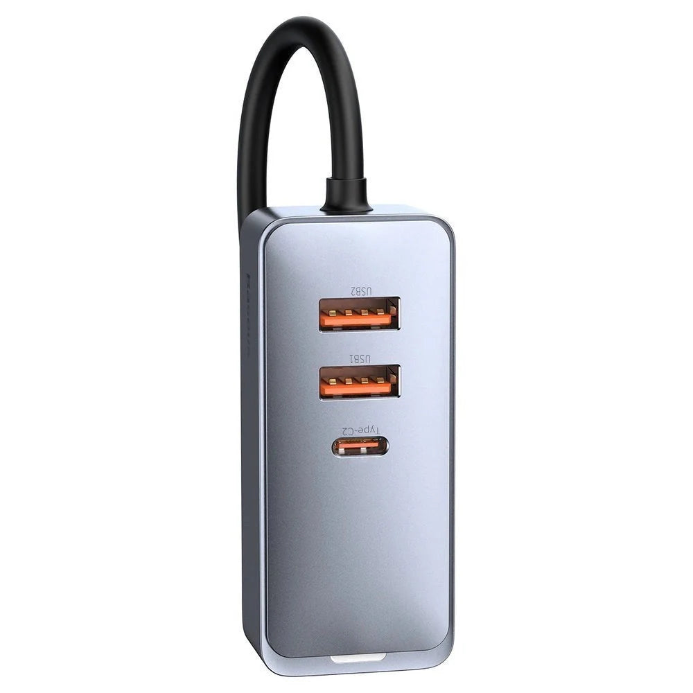 Baseus Share Together car charger 2x USB / 2x USB Type C 120W PPS Quick Charge Power Delivery gray (CCBT-A0G)