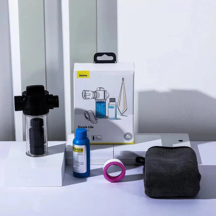 Baseus Simple Life Car Wash Suit (With Foam Pot, Washing Towel, Adhesive Tape For Water) Black - TZCRXC-01