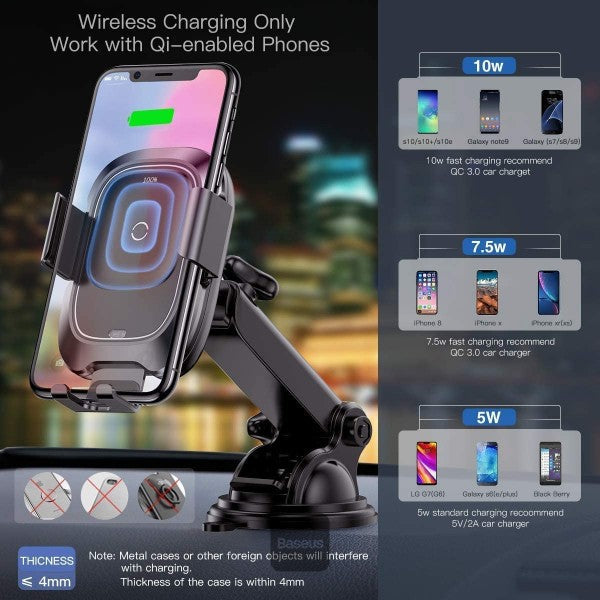 Baseus Smart Vehicle Bracket Wireless Charger (Sucker Style) - WXZN-B01