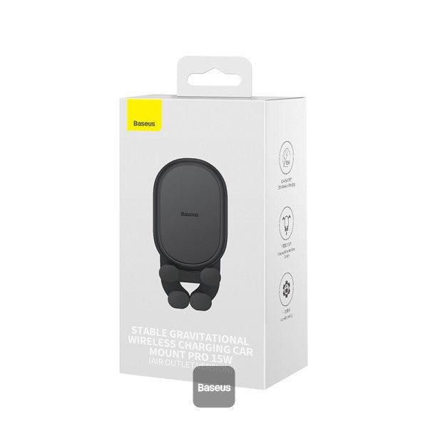 Baseus Stable Gravitational Wireless Charging Car Mount Pro 15W (Air Outlet Version) - Black