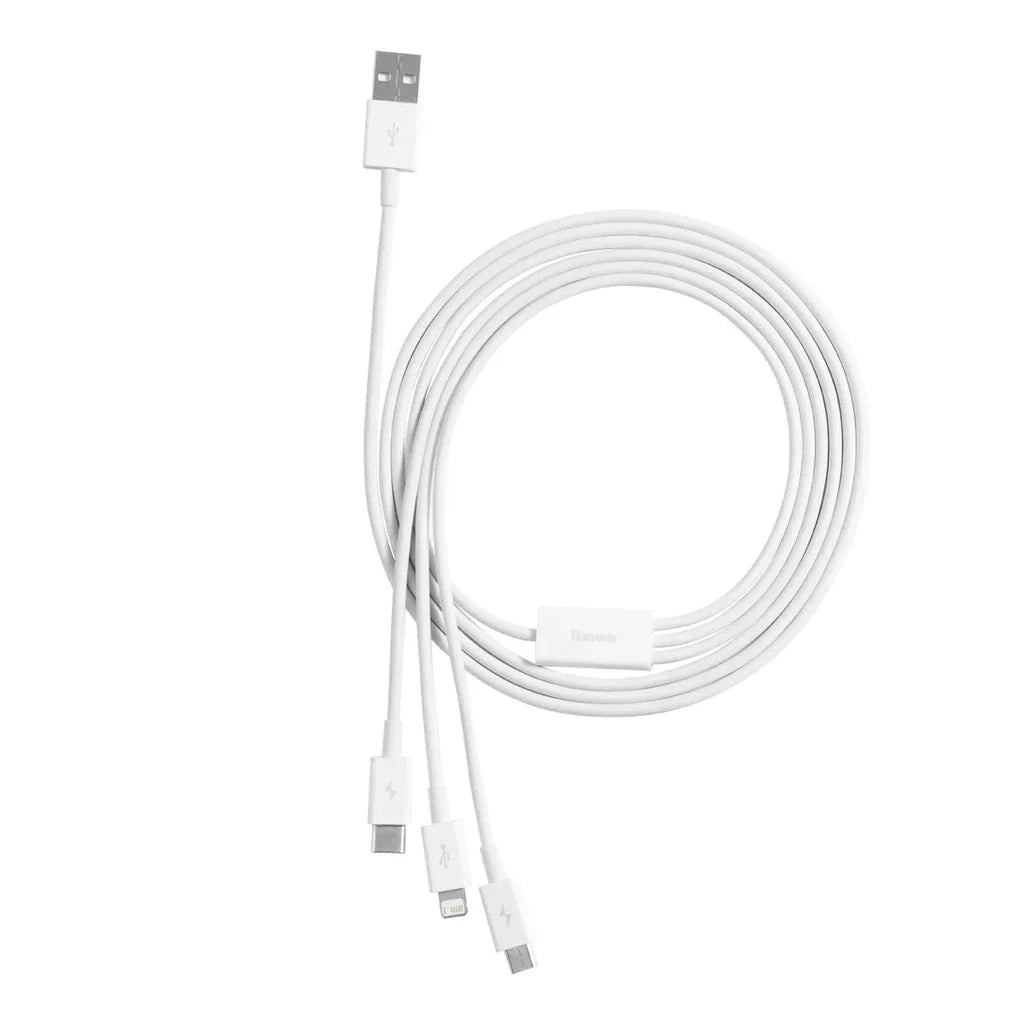 Baseus Superior Series Fast Charging Data Cable USB to M+L+C 3.5A 1.5m White
