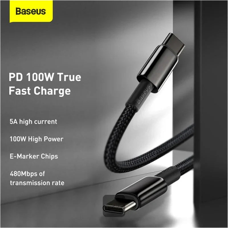 Baseus Tungsten Gold Fast Charging Data Cable - Type-C / 100W / 1Meter / Black
