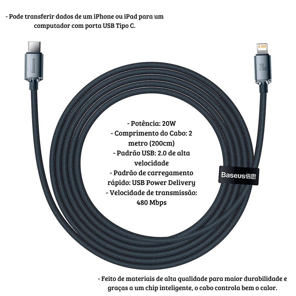 Baseus USB-C to Lightning Cable 2 Meters 20W - CAJY000301