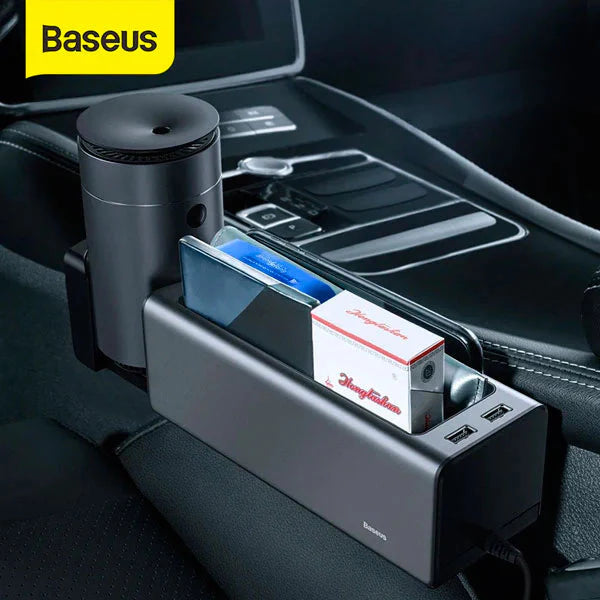 Baseus inAuto Deluxe Metal Armrest Console Organizer (Dual USB Power Supply) CRCWH-A01 – Black