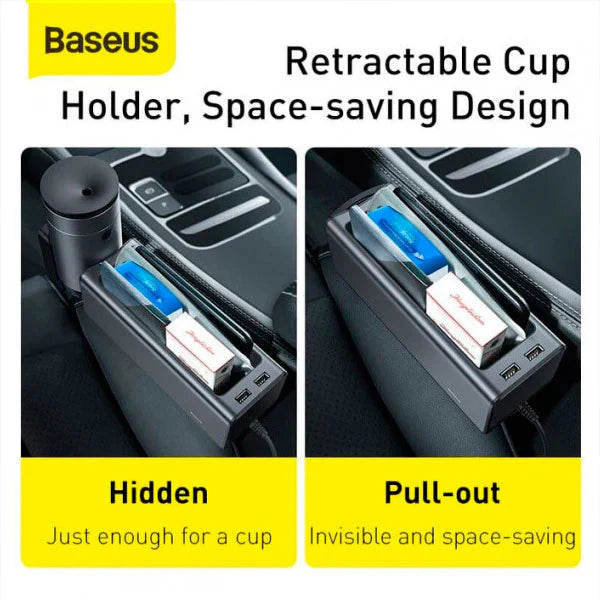 Baseus inAuto Deluxe Metal Armrest Console Organizer (Dual USB Power Supply) CRCWH-A01 – Black