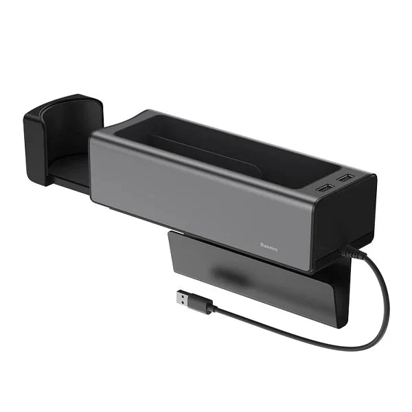 Baseus inAuto Deluxe Metal Armrest Console Organizer (Dual USB Power Supply) CRCWH-A01 – Black