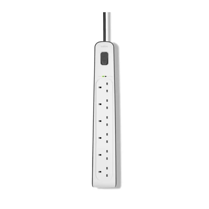 Belkin 6-Outlet Surge Protection Strip with 2M Power Cord -White/Grey