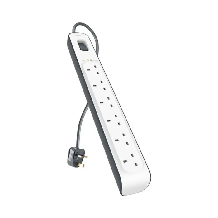 Belkin 6-Outlet Surge Protection Strip with 2M Power Cord -White/Grey
