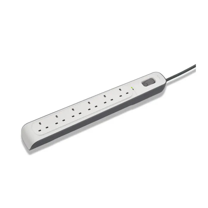Belkin 6-Outlet Surge Protection Strip with 2M Power Cord -White/Grey