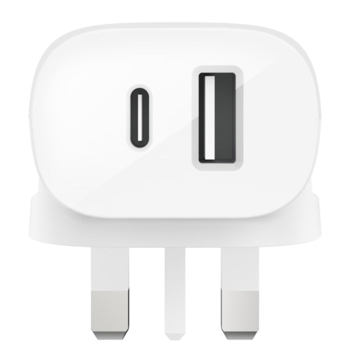Belkin Boost Charge Dual Wall Charger Fast Charger 37W for Iphone & Samsung - White