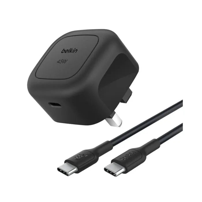 Belkin Compact USB-C Wall Charger 45W + USB-C to USB-C Cable -Black