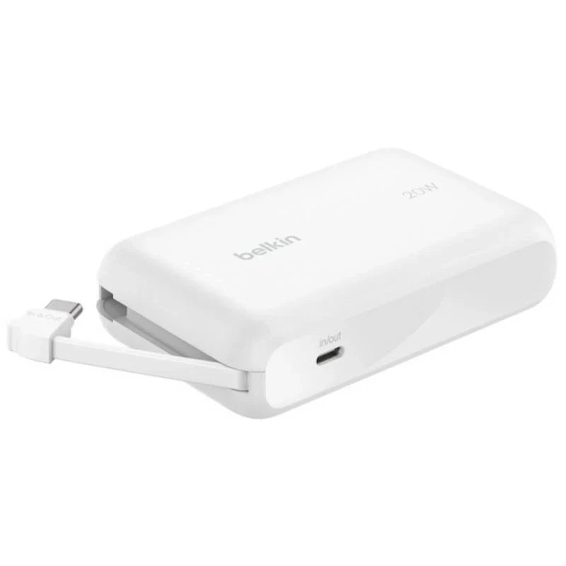 Belkin Power Bank With Cable - USB-C / 10,000mAh / White