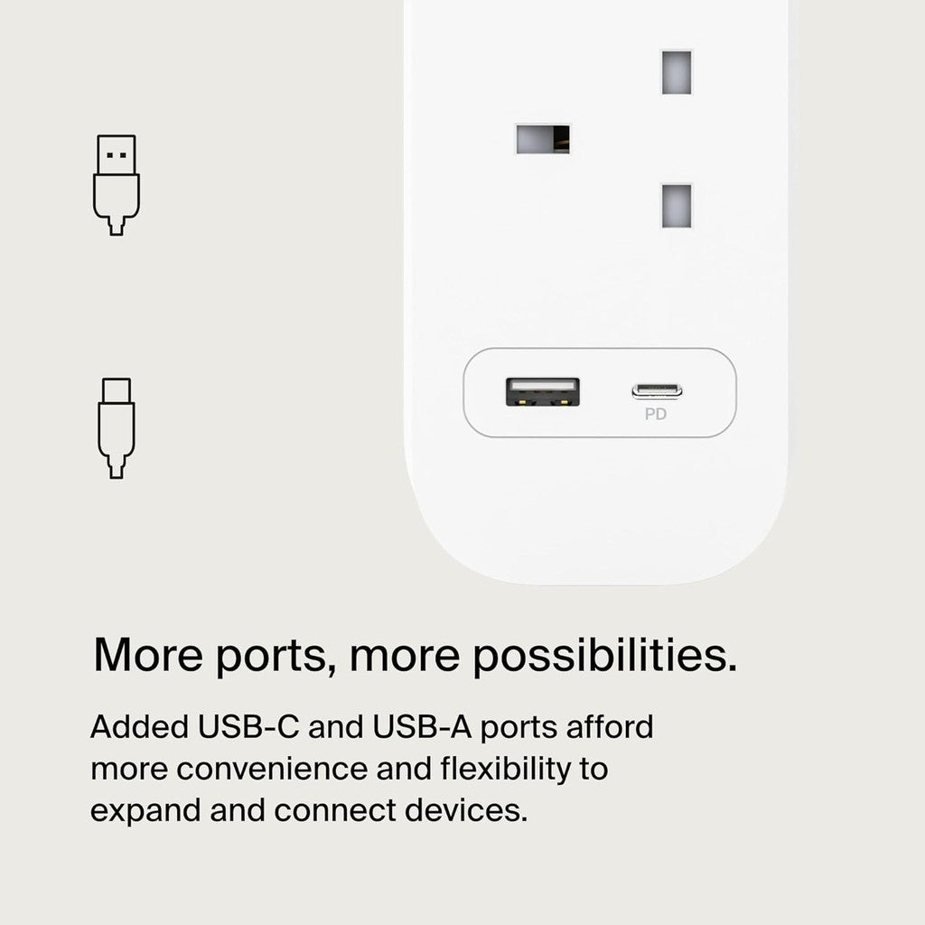 Belkin Surge Protector 4 Outlet/18W USB-A/USB-C/2Mtr- SRB001AR2M