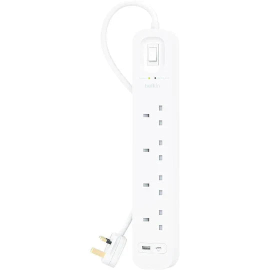 Belkin Surge Protector 4 Outlet/18W USB-A/USB-C/2Mtr- SRB001AR2M