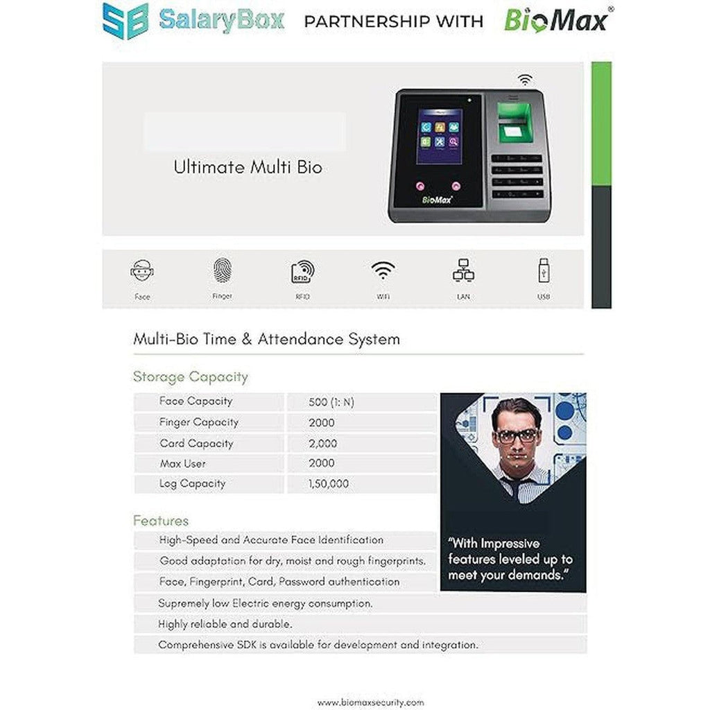 Biomax N-Bm60W Pro (Face Based Attendance Machine With Inbuilt Wifi)