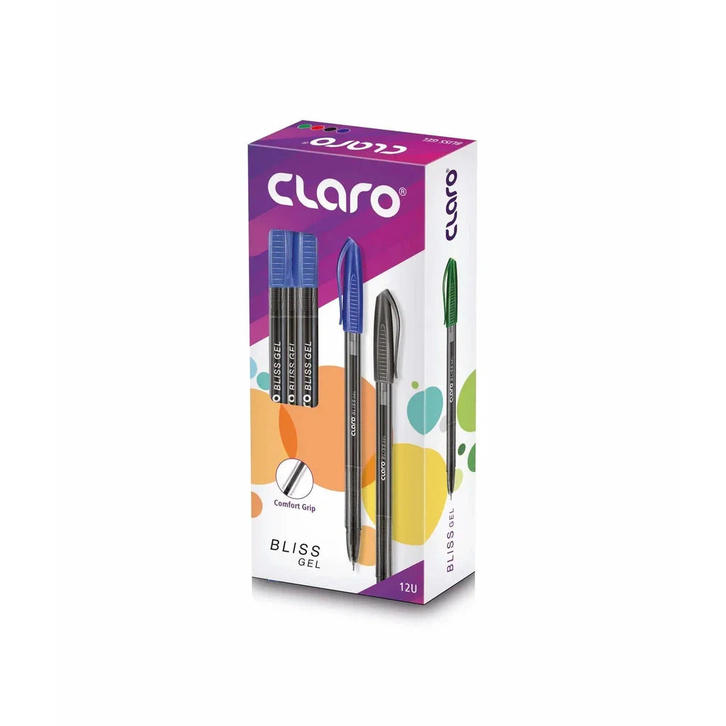 Claro Bliss Gel Pen 0.6 mm Tip 12 Pcs Box