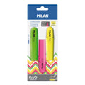 Milan Blister Fluo Highlighters (Yellow, Green, and Pink) 3/Pack BWM10033