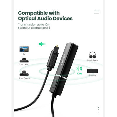 UGREEN Bluetooth Transmitter Audio Adapter With Fiber Optic Plug - CM150