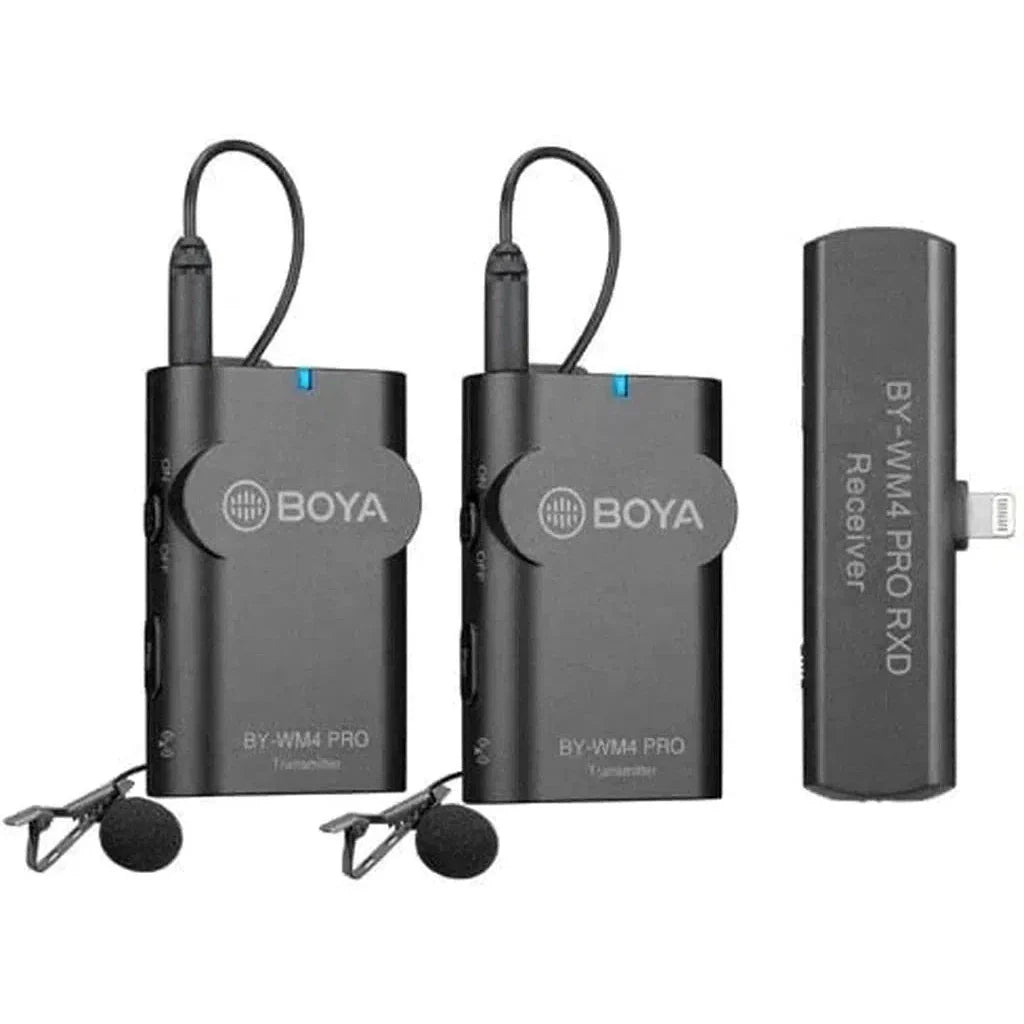 Boya BY-WM4 PRO-K4 2.4 GHz Wireless Microphone System For Ios Devices (Receiver & 2-transmitters)